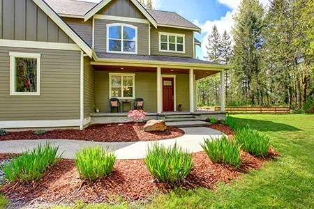nicely mulched flower bed